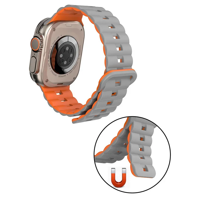 حلقة مغناطيسية لحزام الساعة ، سوار سيليكون ، سلسلة iWatch 10 ، 9 ، 5 ، SE ، 7 ، 6 ، 8 Ultra ، 44 ، 40 ، 45 Apple ، 41 46 ، 42 من من من من 49
