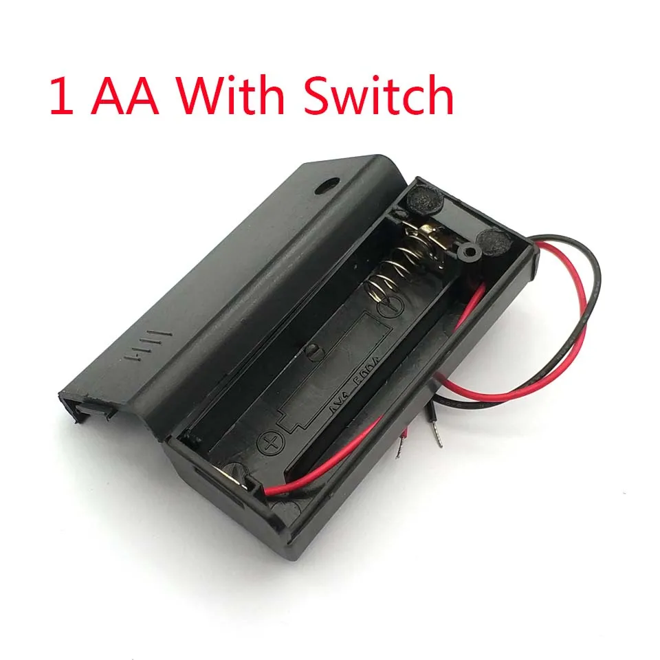 1/2/3/4-Schlitz-Batteriebox für AA-Batterien mit EIN/AUS-Schalter & Abdeckung, 1,5V/3V/4,5V/6V 15cm Rotes und Schwarzes Kabel DIY-Stromversorgungsgehäuse – Detail 1