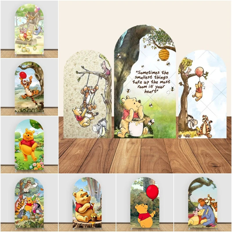 Couverture d'arc de Winnie Disney l'ourson, arrière-plan de photographie, porcelet tigrou, décor de fête prénatale, anniversaire, Studio Photo