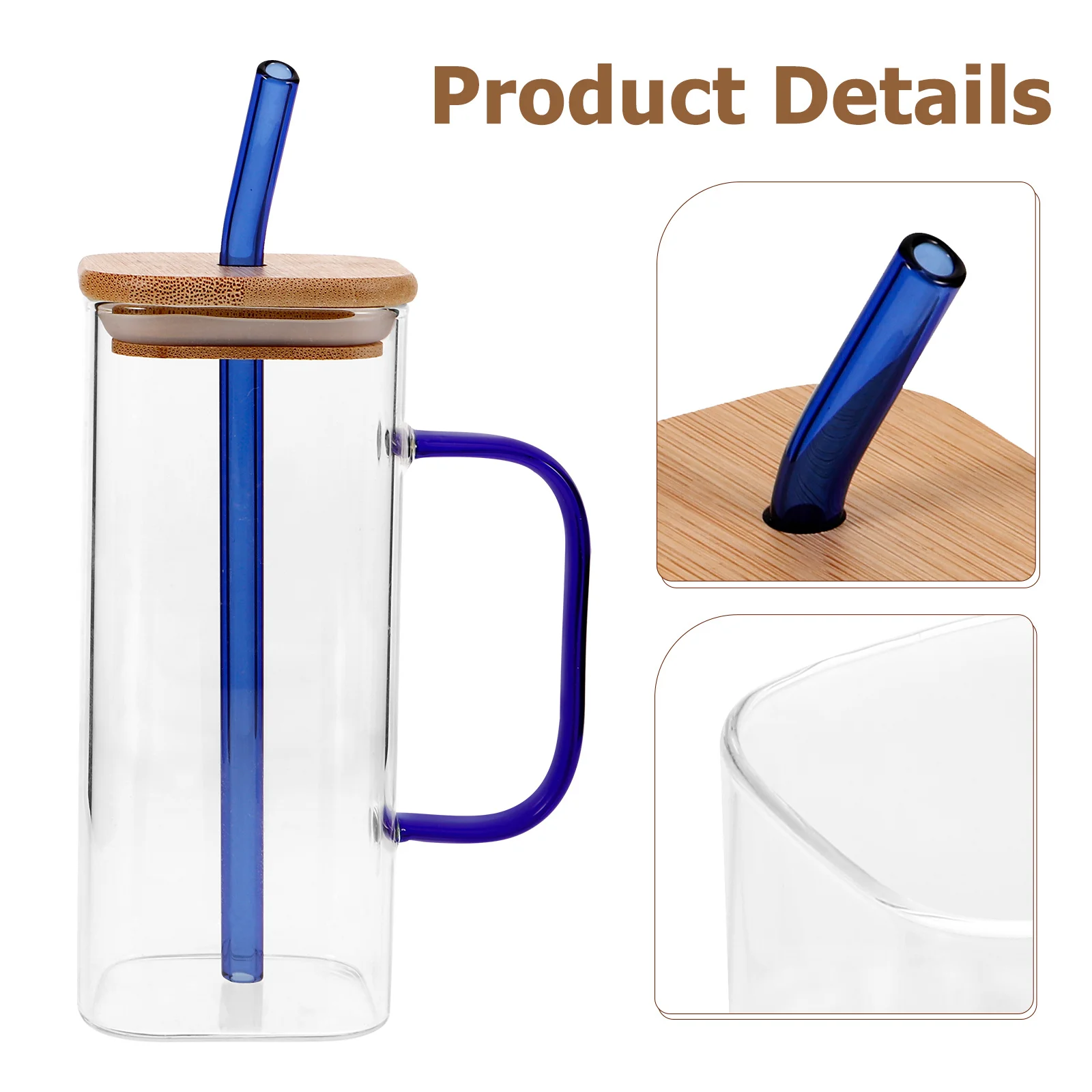 

1 set Glass Water Cup 300Ml Clear Drinking Bottle For Coffee Tea Juice With Straw Bamboo Lid Use Glass Cup With Lid