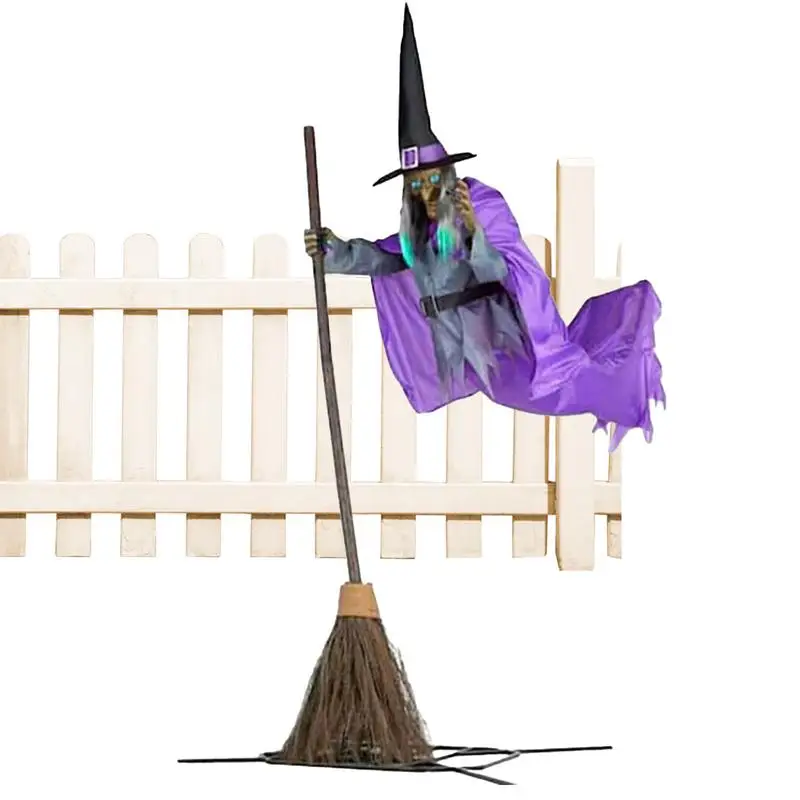 Flying Witch Halloween Decor Spooky Flying Witch Decor With Broom Outdoor Scary Halloween Decorations  Halloween Cosplay