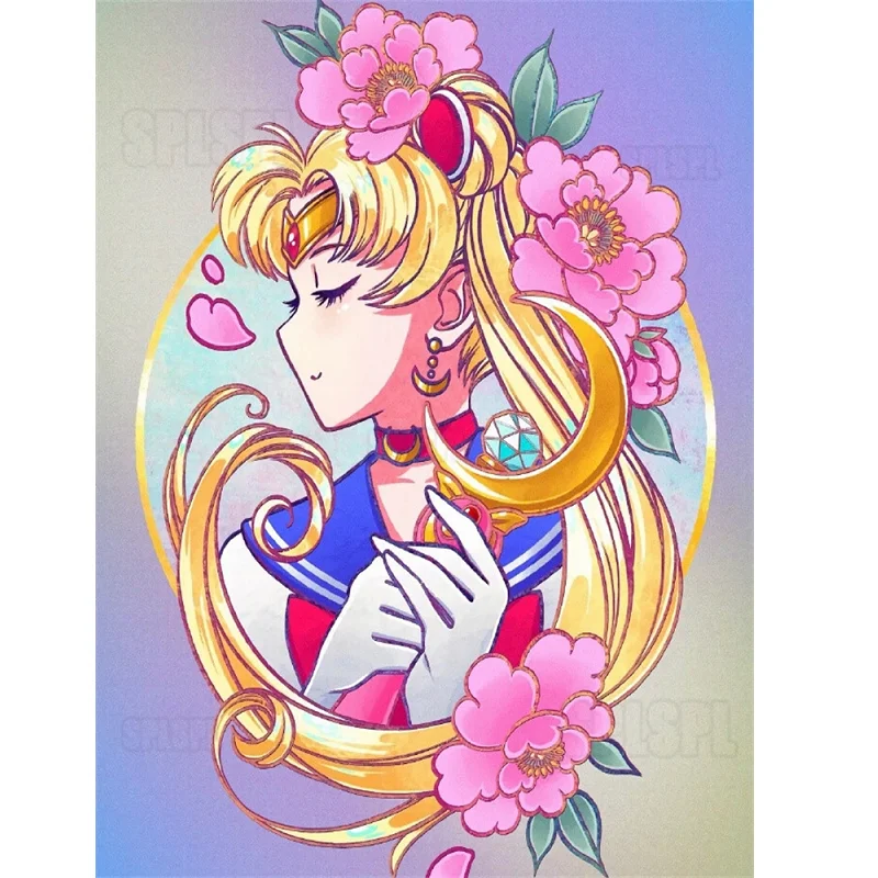 Japanese Anime Sailor Moon Canvas Art Set, Perfect for Embroidery and Sewing Hobbyists, Great for Sales Promotions and Wholesale