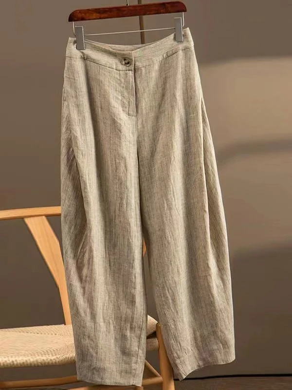 

Хлопковые льняные брюки с высокой талией, женские летние тонкие хлопковые льняные повседневные брюки больших размеров, утягивающие широкие брюки