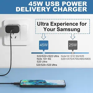 USB C Fast Ladegerät für Samsung Galaxy S22, S23, A54 Ultra, Xiaomi 13, 11, Original, PD, Ladegerät, 45W 8 Hauptverkäufe von S22 Ultra -Zellen - №4