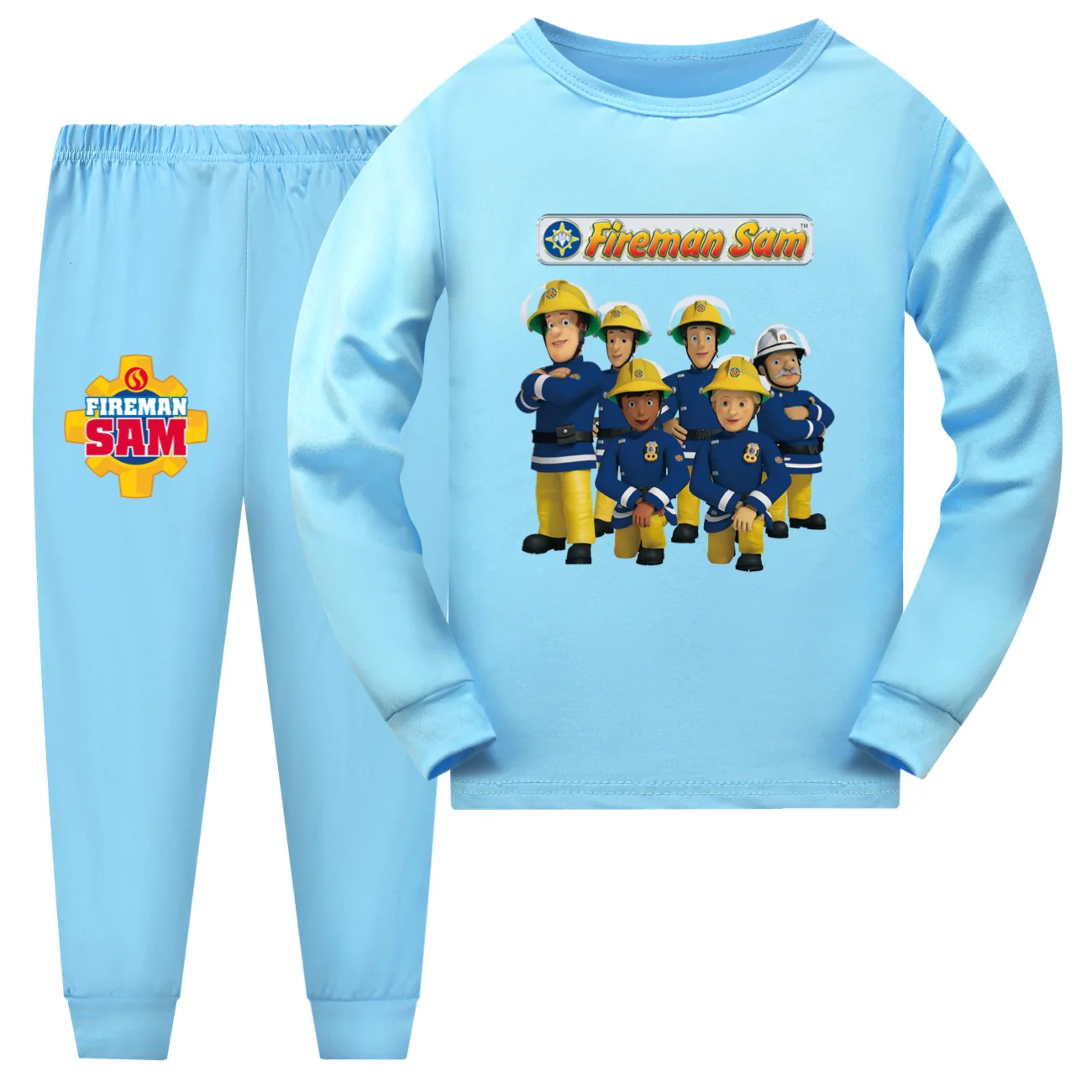 Cartoon Fireman Sam Children\'s Pyjama Toddler Girls Nightwear Kids Casual Sleepwear Baby Boys Long Sleeve T Shirt Tops Pants Set