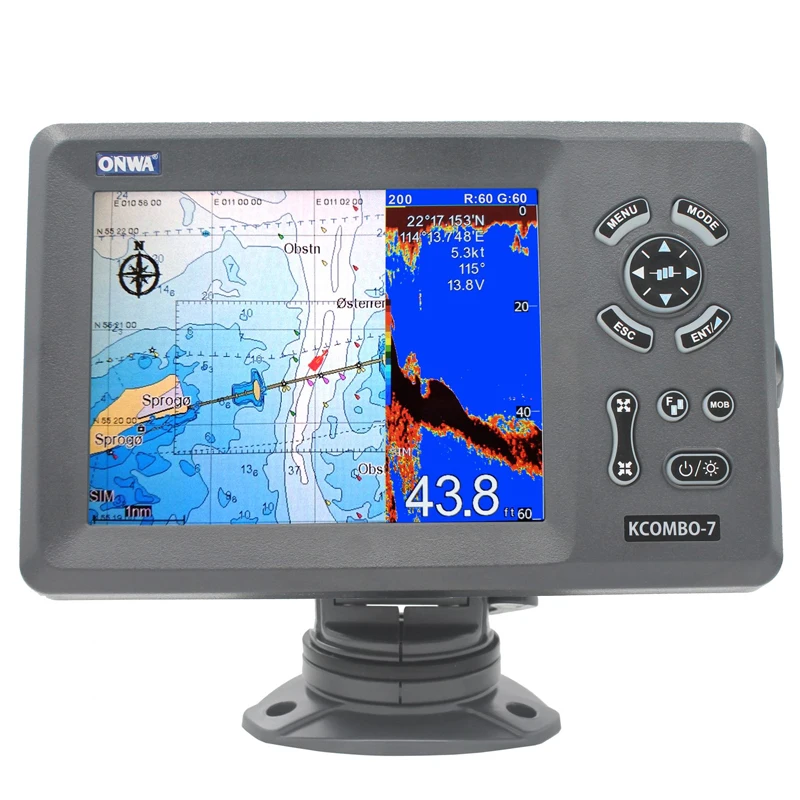 

KCombo-7 7inch Color LCD GPS Chart Plotter Navigator Satellite Combo With Fishfinder For Fishing Echo Sounder