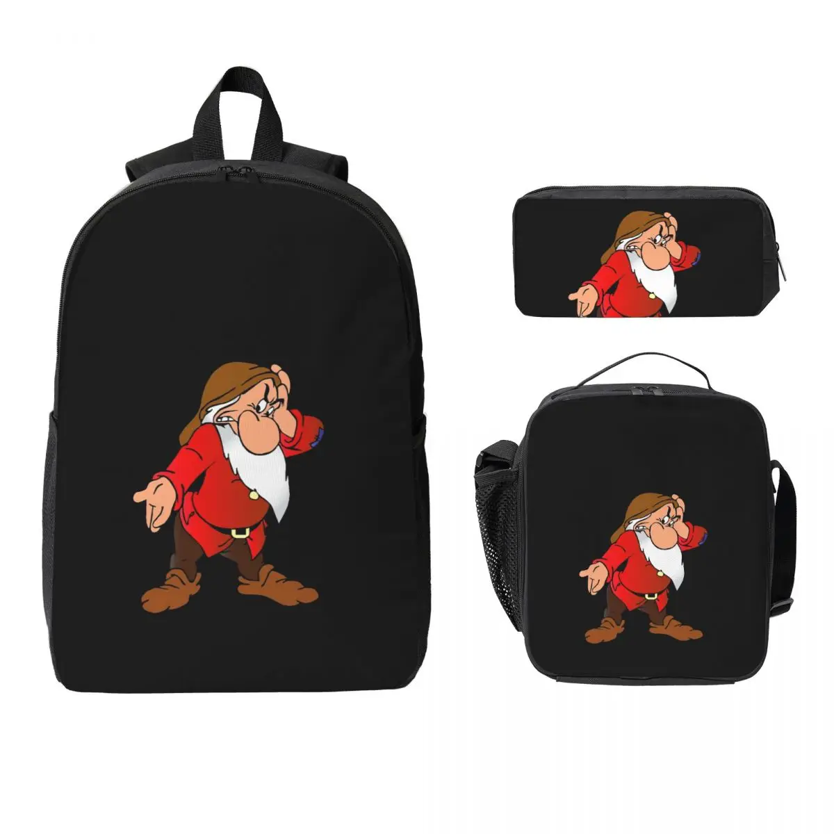 

Grumpy Dwarf Backpack Student Boys Girls BookBag School Bag Computer Shoulder Bags 3ps Insulated Lunch Bag Pencil Case