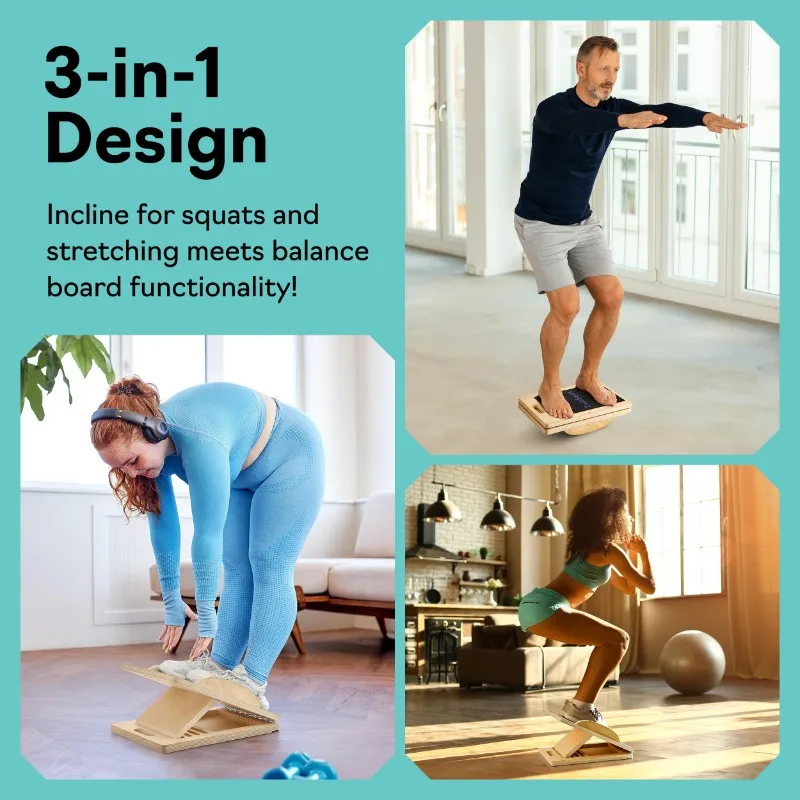 HOTB72A Slant Board With 6 Incline Angles Transforms Into A Balance Board For Effective Calf Stretching And Squats
