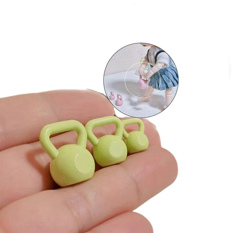 1 szt. Domek dla lalek miniaturowe sztanga hantle miniaturowy model zabawkowy Fitness Mini hantle ciężarki sprzęt do podnoszenia akcesoria