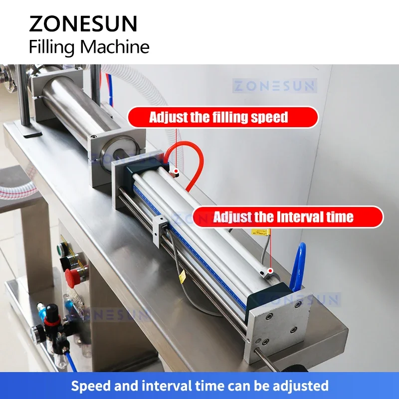 Zonesun ZS-YTFS1D Пневматический поршневой наполнитель, машина для наполнения бутылок шампуня, оборудование для наполнения толстой пасты