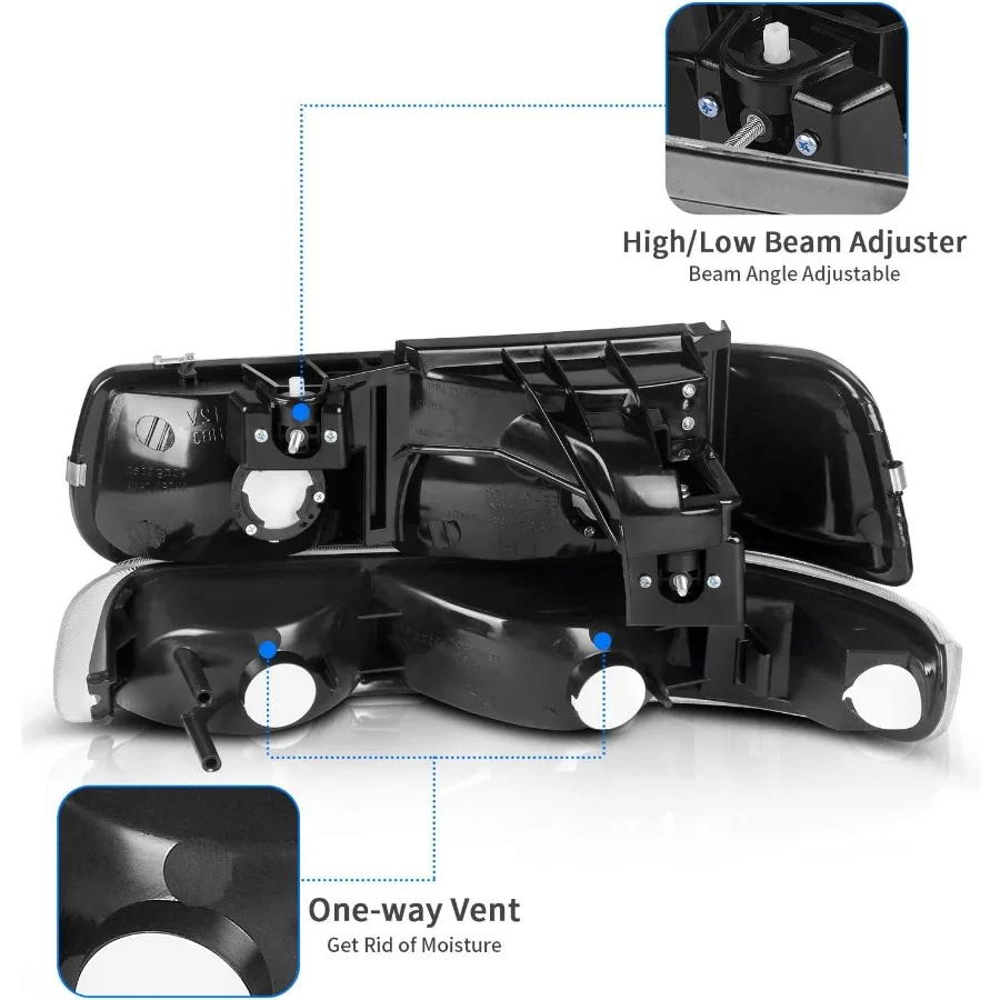 مجموعة مصابيح أمامية متوافقة مع 19992002 تشيفي سيلفرادو 1500 2500 20012002 تشيفي سيلفرادو 1500HD 2500HD 3500 20002006 شيف #4