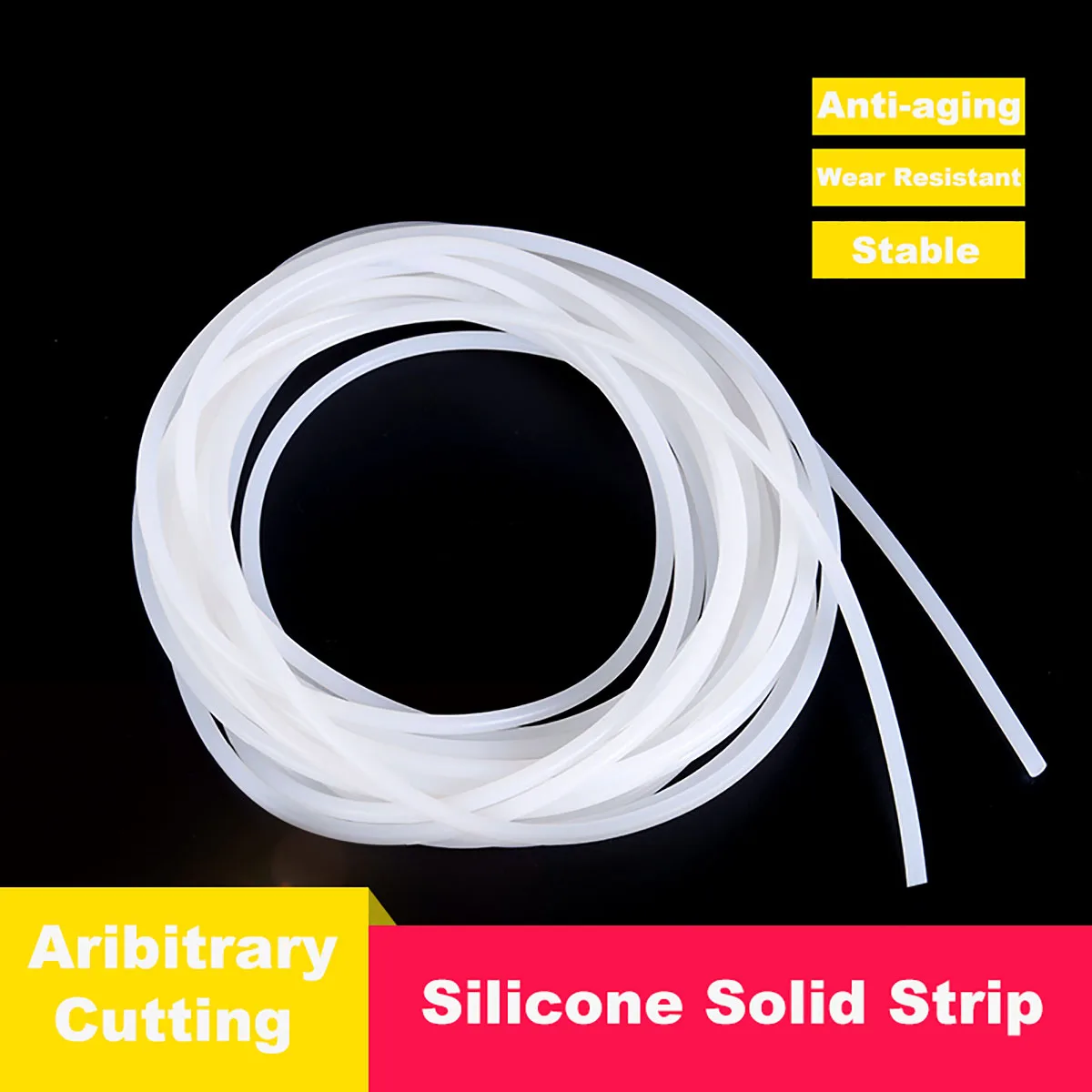 Solid Silicone Cord Dia 1mm 1.5 2 2.5 3 3.5 mm White Rubber Gasket Trim Seal Strips O Ring High Temperature Waterproof