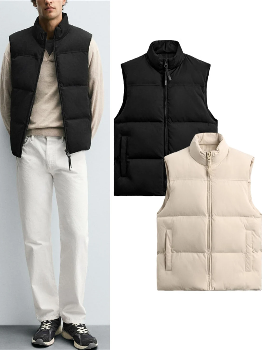 

Faionable облегающий хлопковый жилет с прямыми штанинами и воротником-стойкой, Новое поступление, мужская одежда, городская молодежная мода