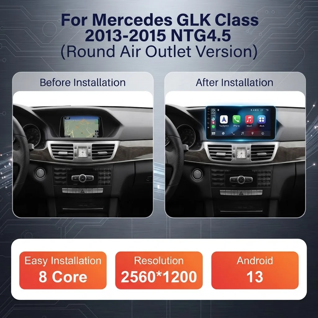 10.25 Inch Android 13 Car Navigation Head Unit, For Mercedes GLK Class 2013-2015 NTG4.5 System, Round Air Outlet Version