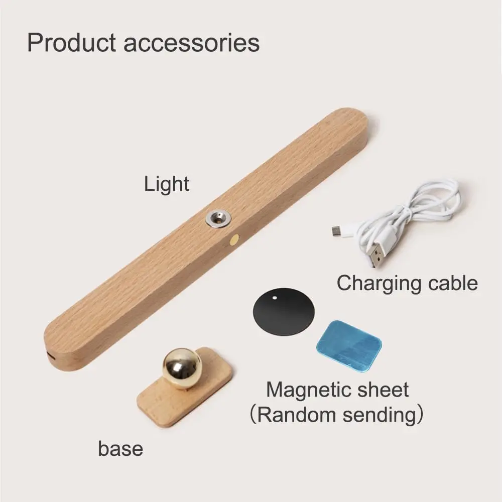 LED Drewniana 360° ° Obrotowa magnetyczna lampa toaletkowa, ładowana przez USB, ściemnialna lampa do makijażu z możliwością ładowania, do łazienki