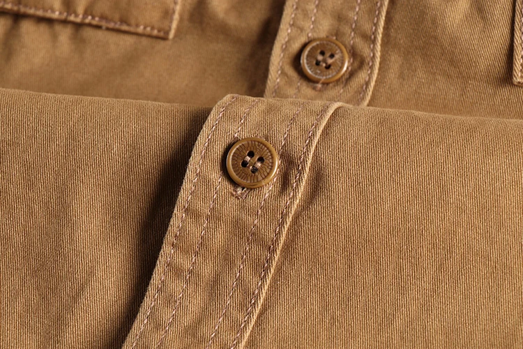 Herbst neue 204 khaki retro waschen einfarbig arbeit hemd männer dreidimensionale tasche trend lose jacke – Detail 13