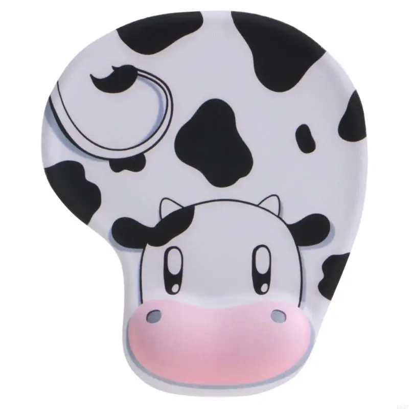 R53C Playful Cow Pattern Mouse Pad With Comfort Wrist Support, Resin Wrist Support For Office And Home Use