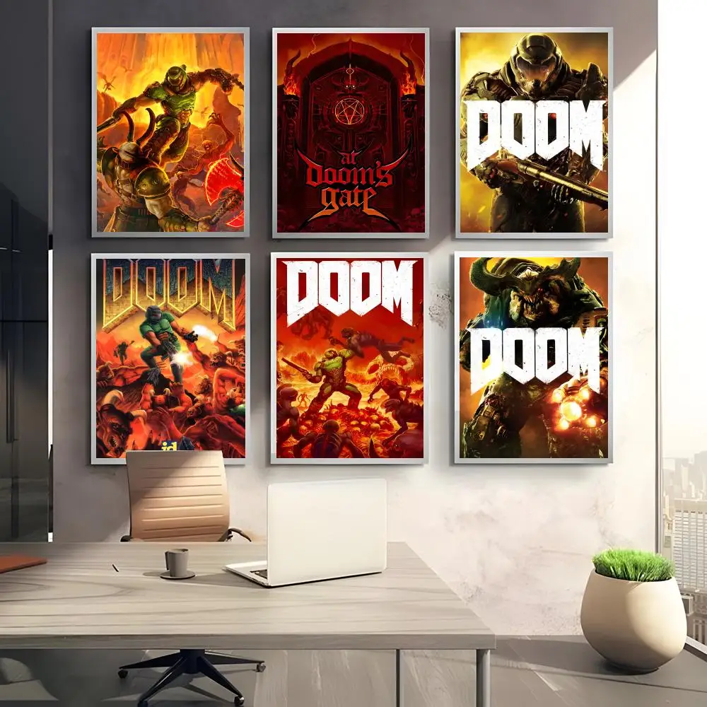 Brutal Intense D-DOOM Eternal Poster Sticky Waterproof Coffee House Bar Room Wall Decor Gift