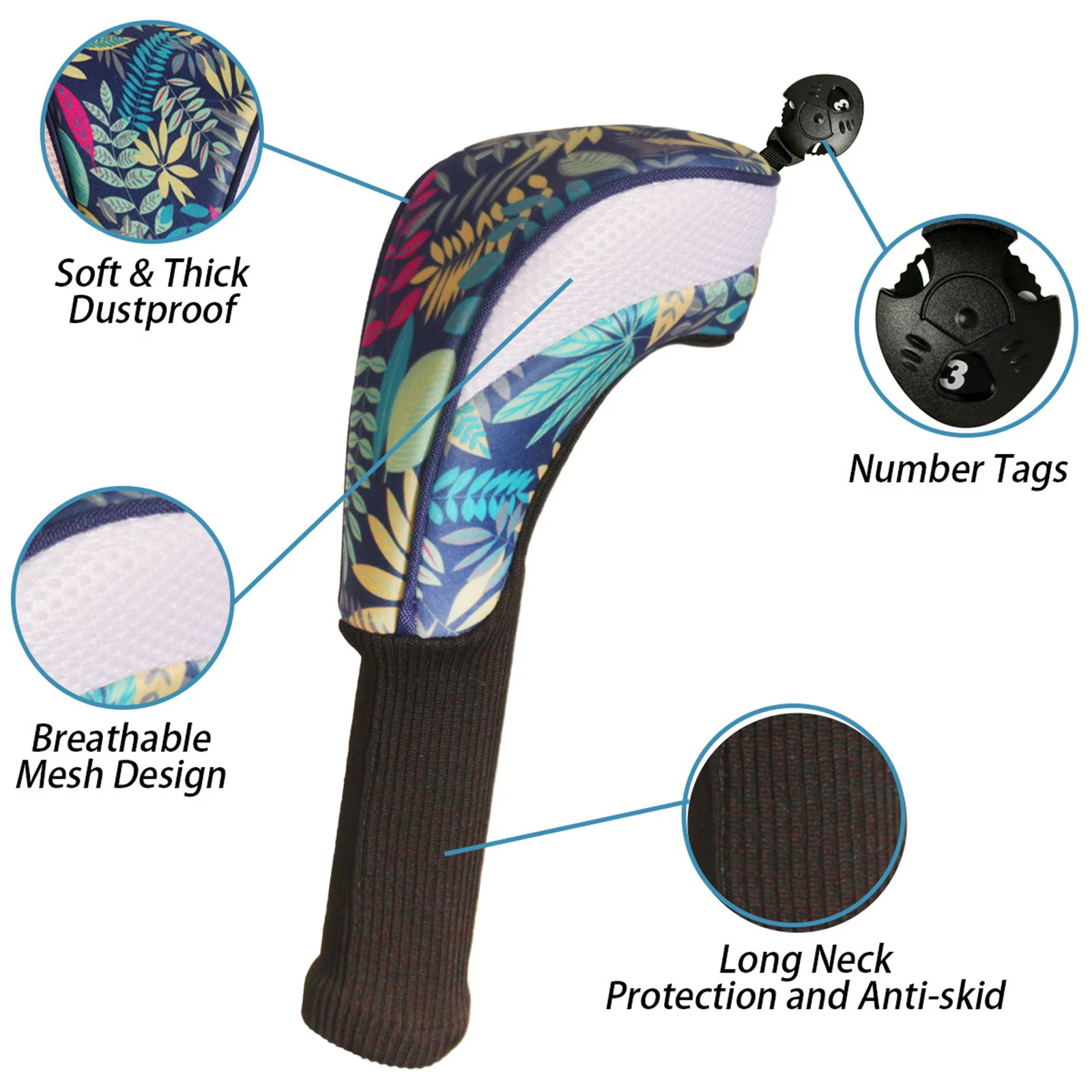 Golf Club Head Cover Driver Fairway Hybrid Protective Cover Color Block Headcover with Soft Lining - view 4