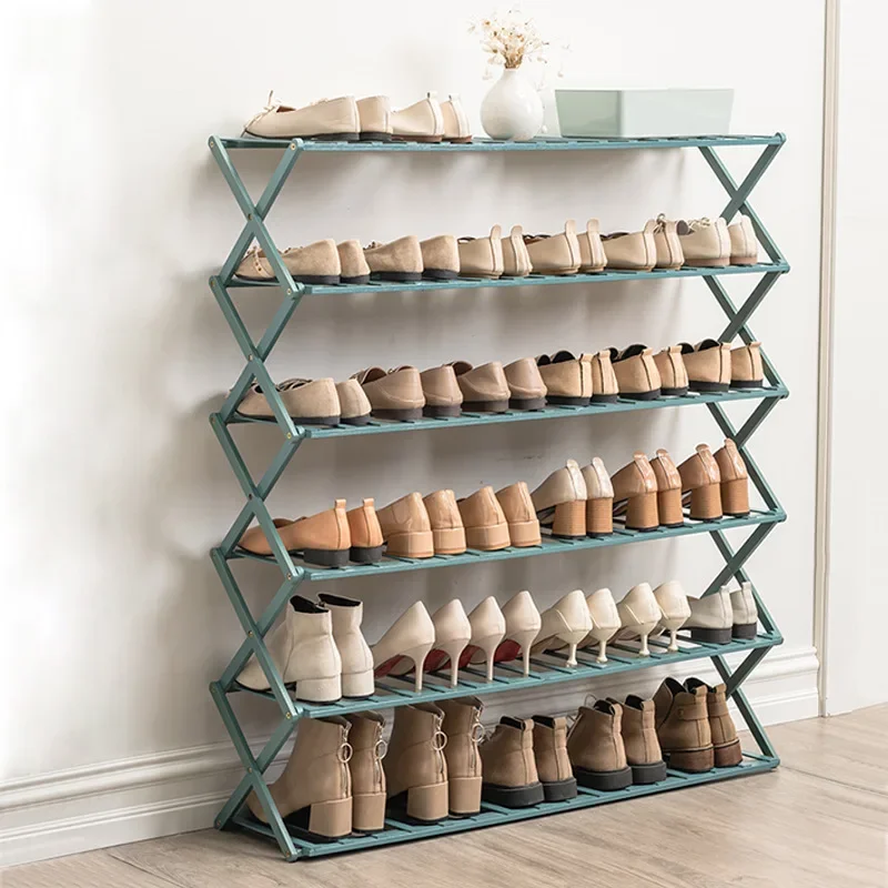 

Foldable Shoe Stand Shelf Bamboo Storage Shoe Rack Multiple Use Bamboo Organizer for Household Room Saving Shoes Storage