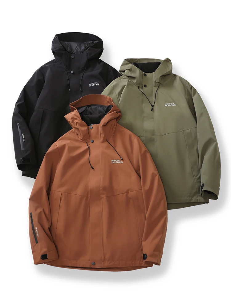 

Мужская зимняя куртка-трансформер 3-в-1 с капюшоном, съемным пуховым утеплителем (90% пуха), водонепроницаемая, для активного отдыха, молодежная, повседневная