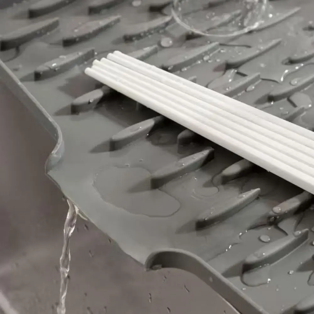 Non-slip Silicone Drainage Mat Foldable Utensils Drying Dish Drying Mat Anti-scald Coaster Multifunctional Sink Placemat