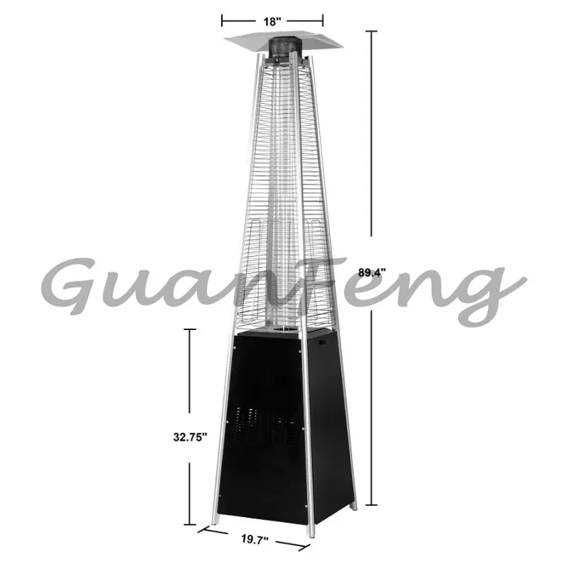 13KW Pyramid Tower Flame Patio , Iron Frame Propane LPG Gas Outdoor for Backyard & Terrace