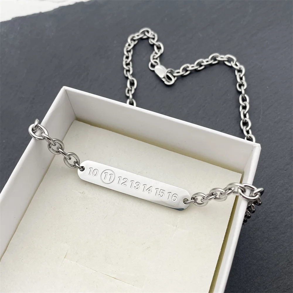 Pyc 20ss fashion character lovers letter nameplate titanium steel necklace party versatile lucky number pendant