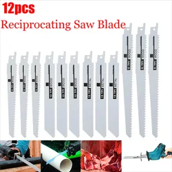 12pcs Reciprocating Saw Blades Saber Saw Handsaw Multi Saw Blade for Cutting Wood Metal for Bosch Makita Dewalt DIY Tools