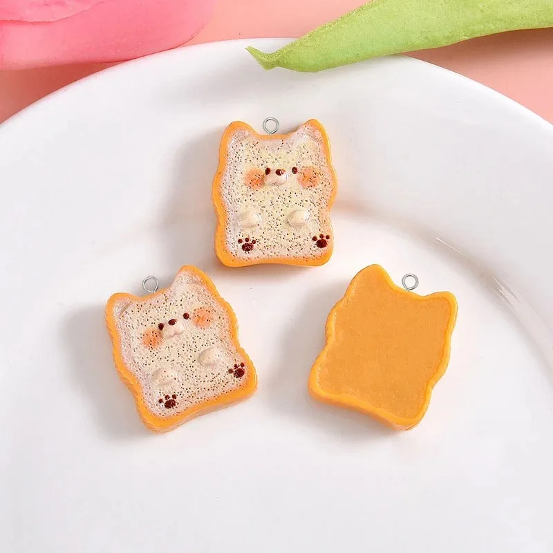 10Pcs Cute Cat Bear Koala Shaped Animal Bread Sushi Resin Charms Cartoon Pendants DIY Jewelry Earring Keychain Accessories view 5