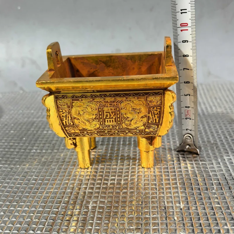 Alloy Square Censer for Attracting Wealth, Four-Sided Censer for Home Use, Indoor Incense Burner, Opening Ceremony Gift, Craft O