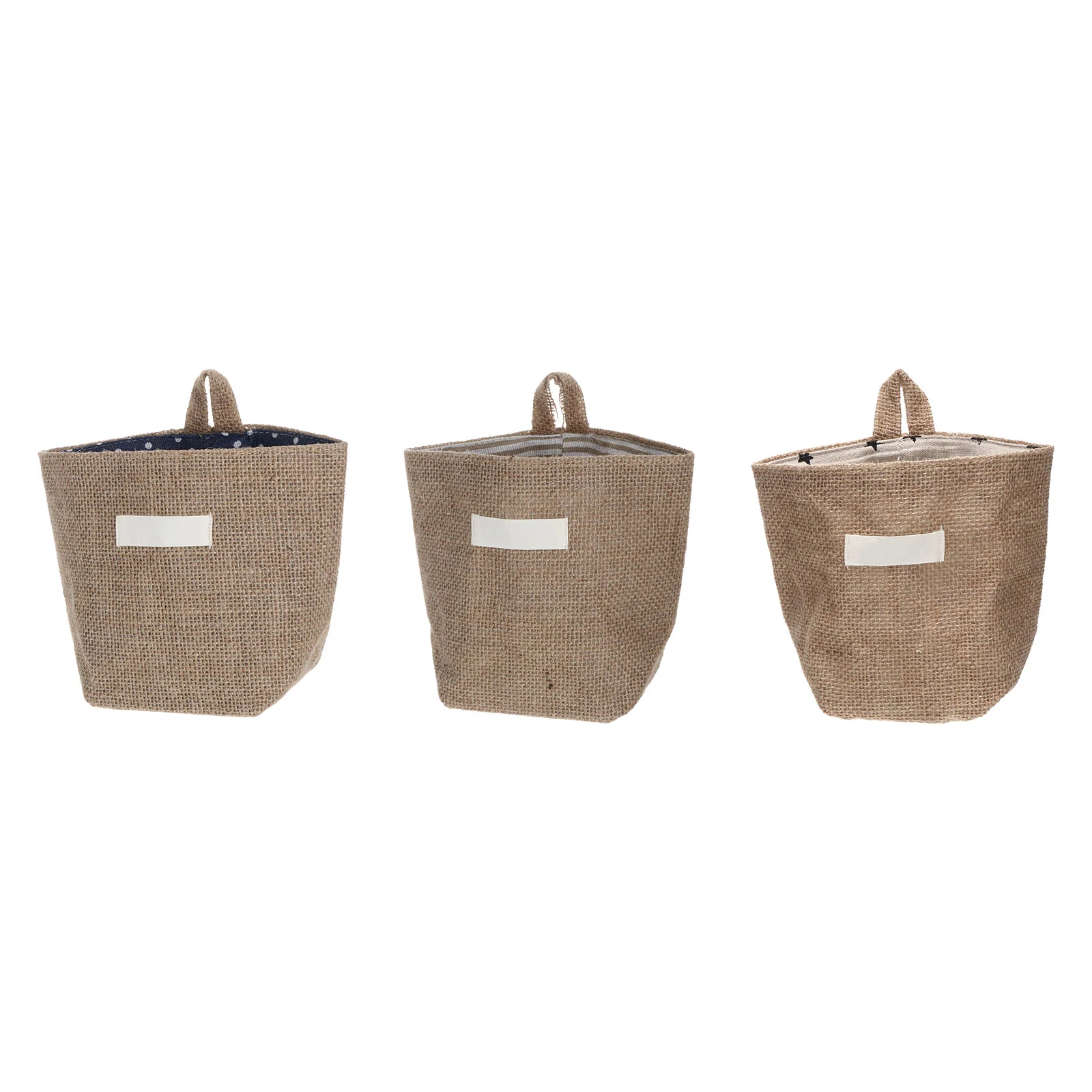 

3 Pcs Hanging Storage Bag Cotton Linen PE Waterproof Coating Home Use Multi functional Decorative Container Easy Clean