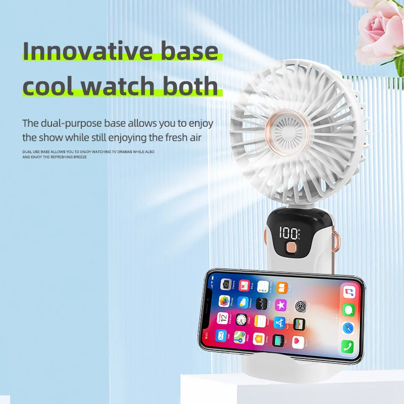 Nuevo Ventilador Turbo Portátil 2026, Personal Desktop Fan, Mini Fan with Digital Smart Screen and Foldable Design
