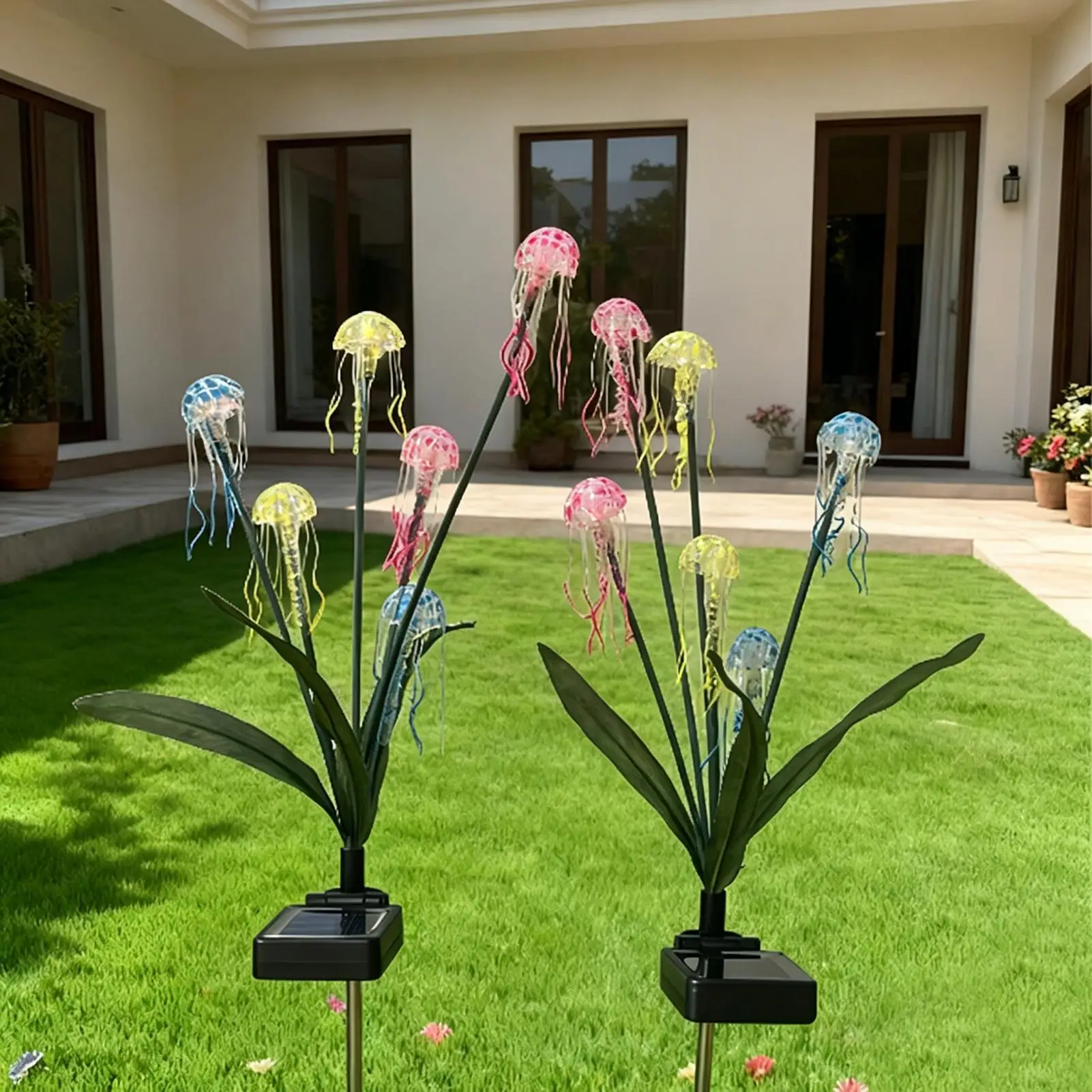 Garden Solar Lights with Jellyfish Design Waterproof Pathway Lighting Outdoor Solar Lights for Yard for Outside Patio Yard