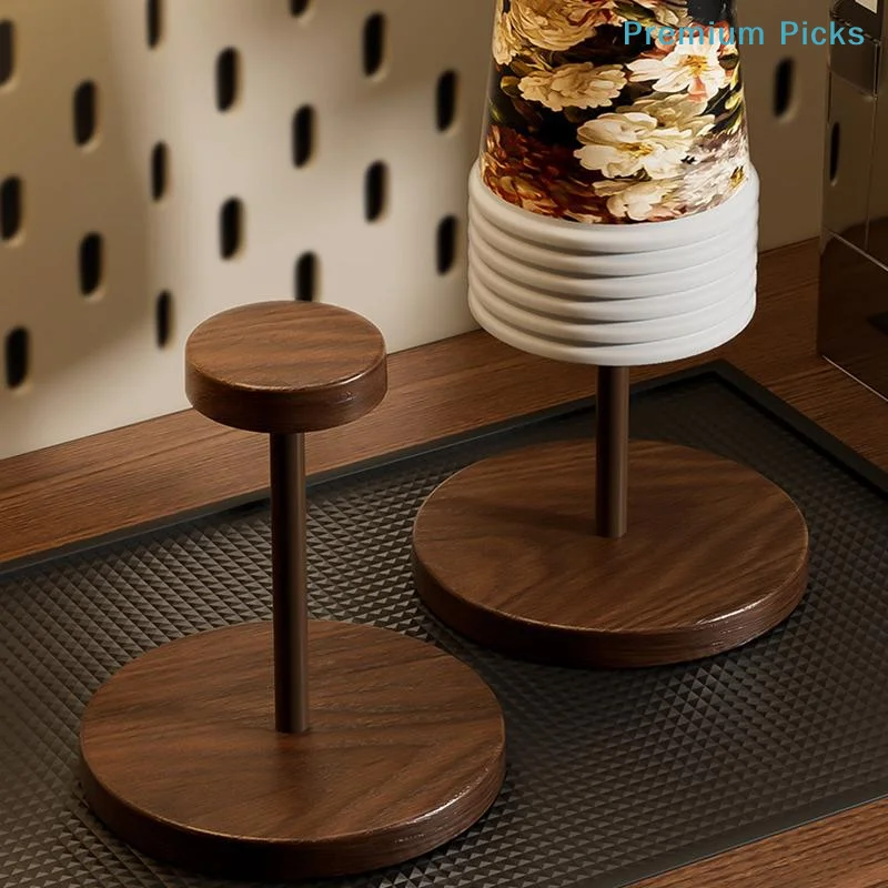Walnut Colored Wooden Disposable Paper Cup Holder, Suitable for Household Coffee Corners, Kitchens, and Small Bar Counters