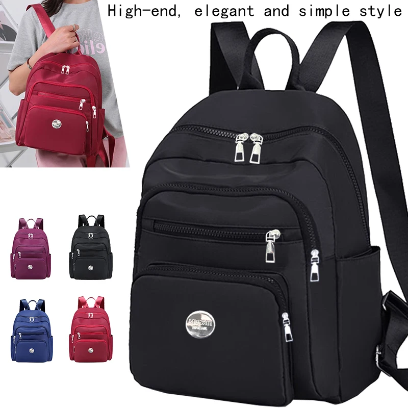 Schwarzbrauner klassischer kleiner Rucksack mit Gittermuster, mehrere Reißverschlusstaschen, lässiger modischer Tagesrucksack für Handy, Kosmetikartikel – Detail 1