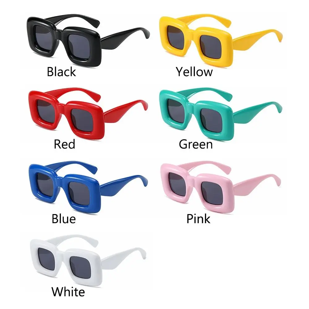 Retro Candy Color Unique Red Yellow Y2K Sunglasses Square Sun Glasses Women Shades