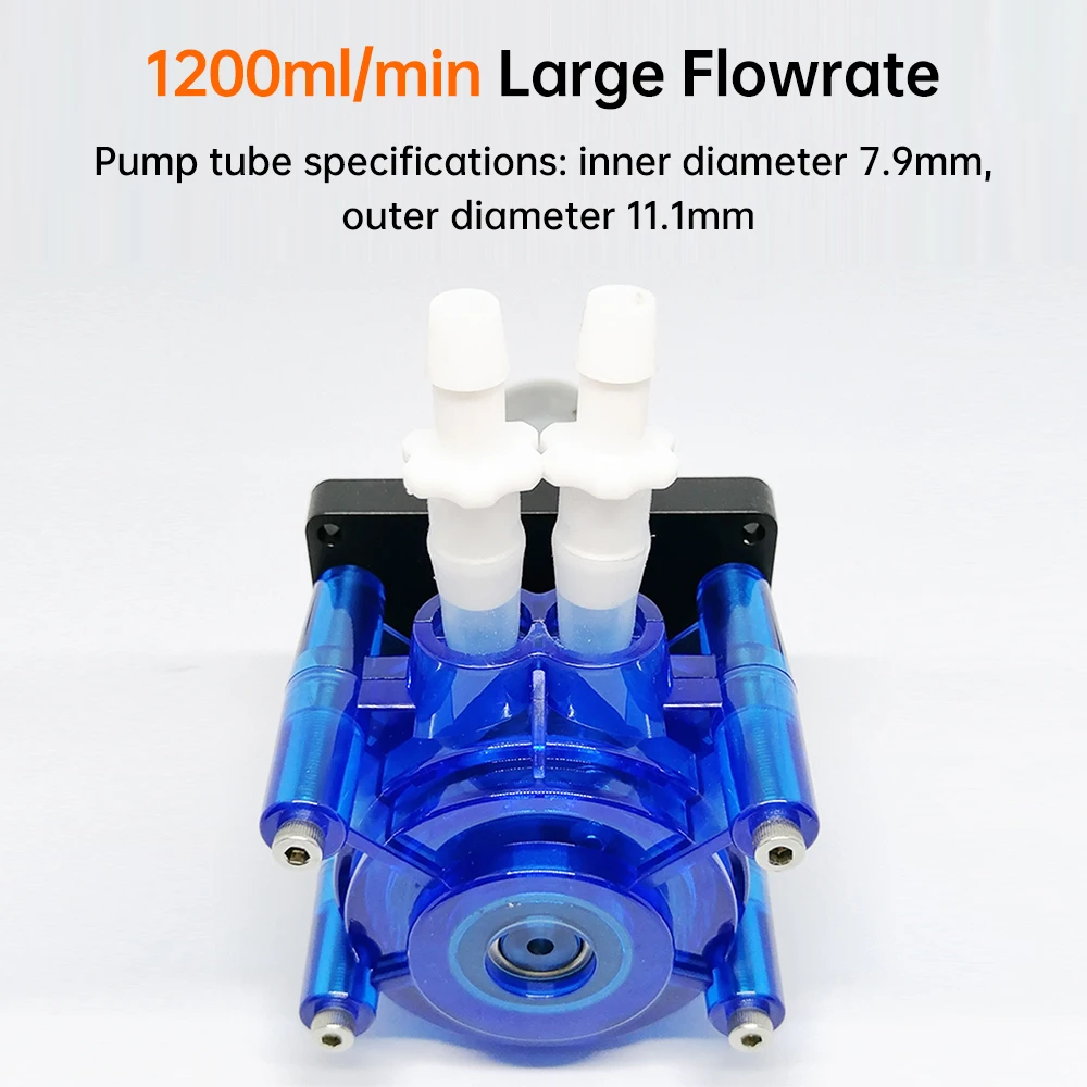 GROTHEN DC 24V Peristaltic Pump Large Flowrate Liquid Dosing Pump 1200ml/min 3 Rollers with Food-grade Silicone Tube for Lab