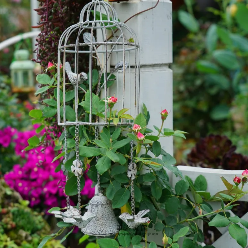 Foreign trade export American style rural retro garden made of old iron, birds, wind chimes, gardening, balcony decoration, hang