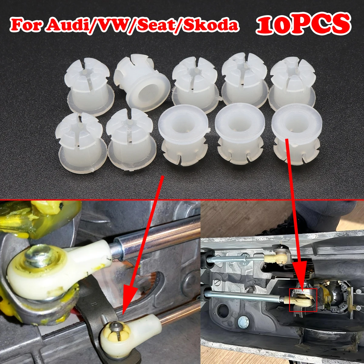 

10Pcs For VW Eos GTI Golf Seat FABIA Audi A3 8P MT Gearbox Repair Kit Shifter Cable End Bushing Selector Lever Rods Car Parts