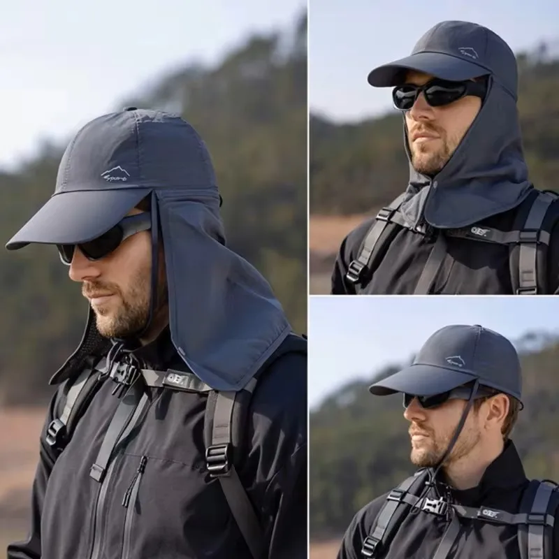 Summer UV Protection Sun Hat with Neck Flap, Quick Dry Waterproof Outdoor Baseball Cap for Men Women Hiking Fishing Camping