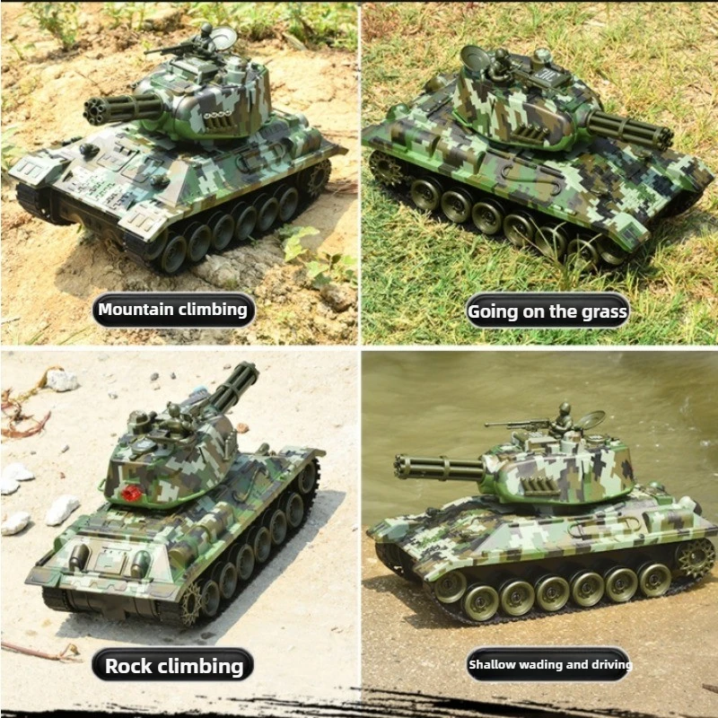 Zabawny czołg z zabawkami - śmieszny prezent - kawaii model czołgu RC z metalowymi gąsienicami, samochody RC z funkcją spieniania i wyrzucania bomb wodnych, RC Crawler, zabawki dla chłopców