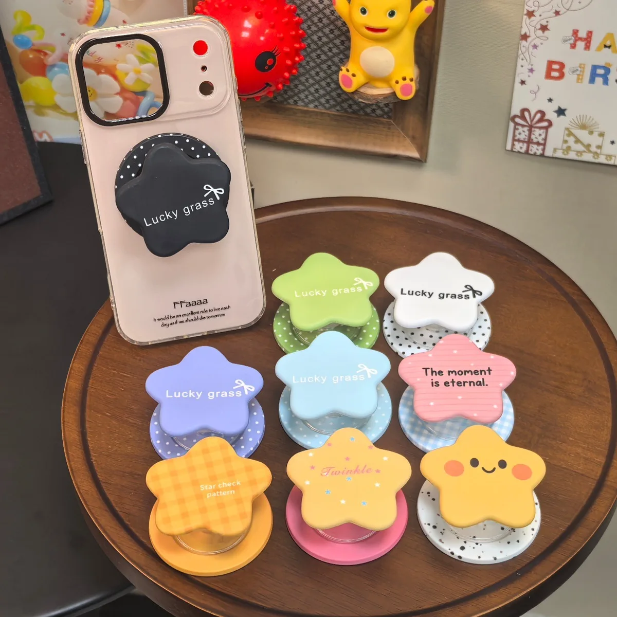 

Korean Cute Cartoon Pattern Star Shape Magnetic Holder Griptok Phone Stand Support For iPhone For Magsafe Universal Accessories