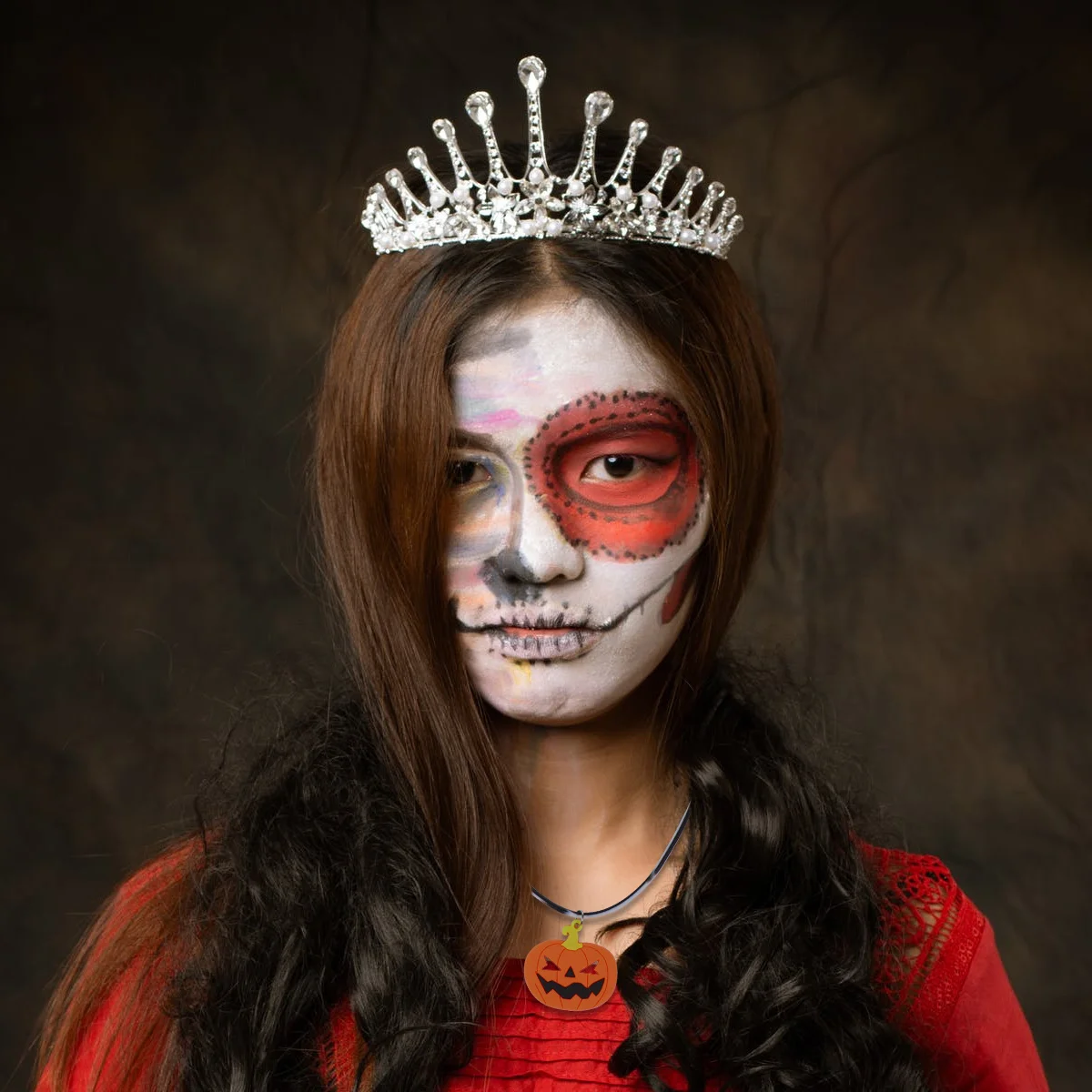 

1Set Halloween Necklace Orange Pumpkin Silicone Cute Cartoon Design Small Lightweight Halloween Party Pumpkin Necklace