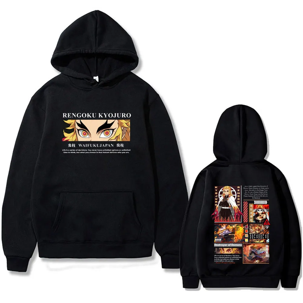 Mejor famoso Anime Demon Slayer Rengoku Kyoujurou Sudadera con capucha hombres mujeres ropa moda amantes de los dibujos animados sudaderas con capucha hombre Vintage chándal