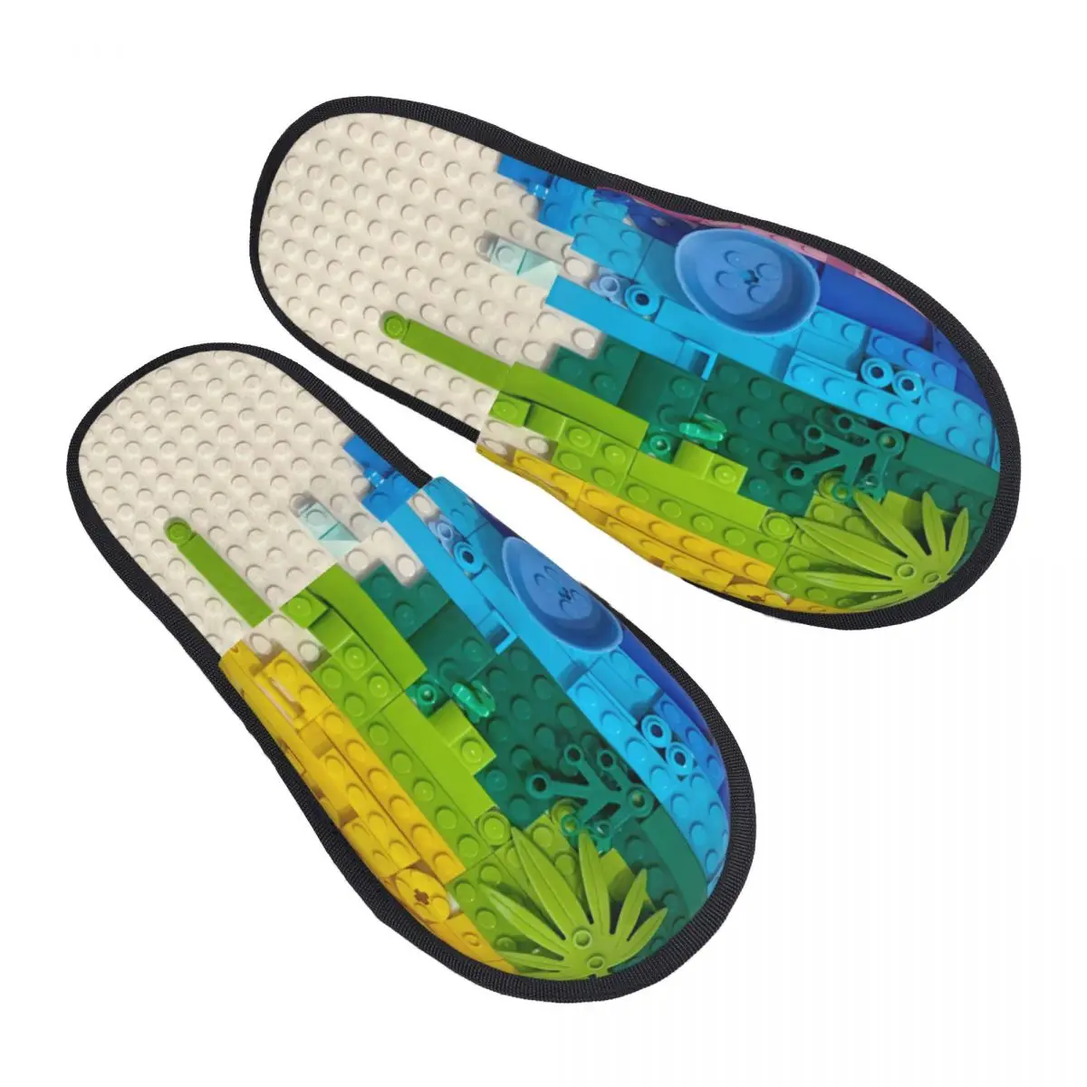 

Building Blocks Rainbow Patern Guest Slippers for Bathroom Women Custom Print House Shoes