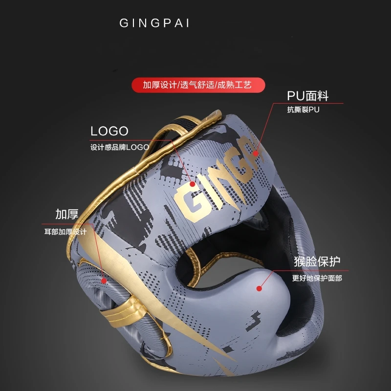 Protezione per la testa da boxe della migliore qualità casco completamente coperto per MMA Kickboxing stages Muay Thai Boxing Safety Head Gear Adult