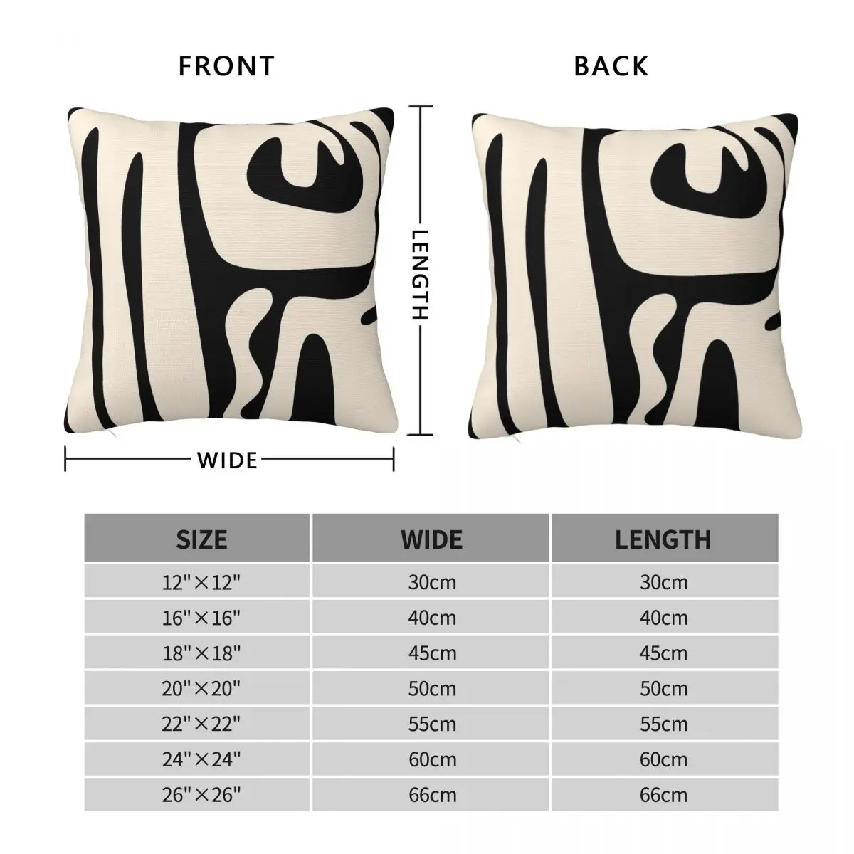 Kwaito In Black Cream Square Pillowcase Polyester Linen Velvet Printed Zip Decorative Sofa Cushion Cover