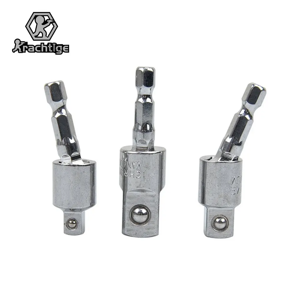 

360°Rotatable Electric Power Drill Sockets Adapter Sets Impact Driver with Hex Shank 1/4" 3/8" 1/2"