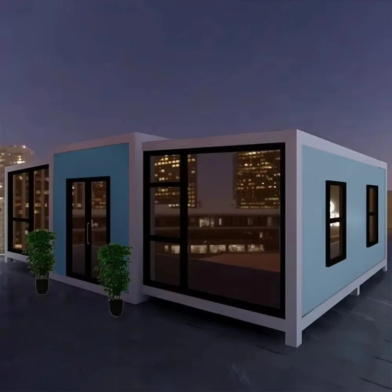 Expandable Container House 20ft Prefabricated Foldable Tiny Mobile Home Glass Wall Luxury Modular Cabin